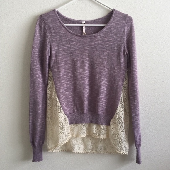 🆕 Modcloth purple lace knit tunic sweater top - Picture 1 of 3